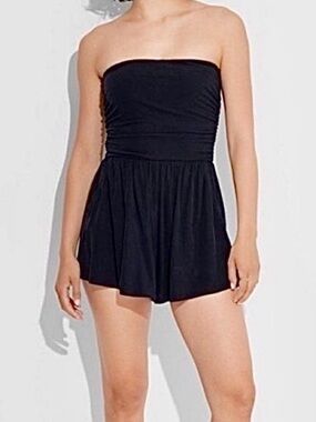 wild fable Black Ribbed Strapless Romper